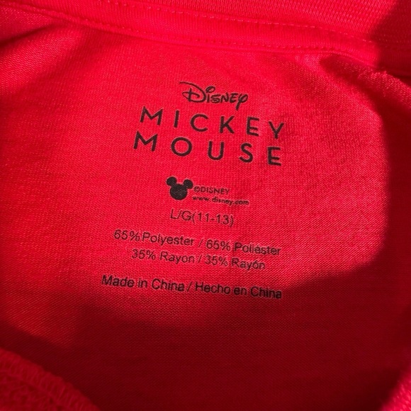 Disney Mickey & Minnie Mouse Red Christmas Tee Youth Girls L (11/13) Holiday - Picture 3 of 7